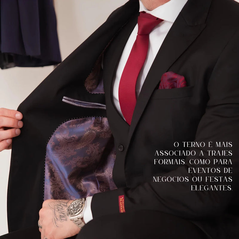 Kit Terno Masculino Completo Dominus com Blazer e Calça + BRINDES: Relógio e Óculos de Sol