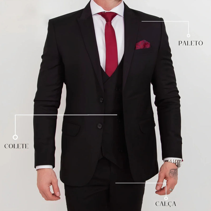 Kit Terno Masculino Completo Dominus com Blazer e Calça + BRINDES: Relógio e Óculos de Sol